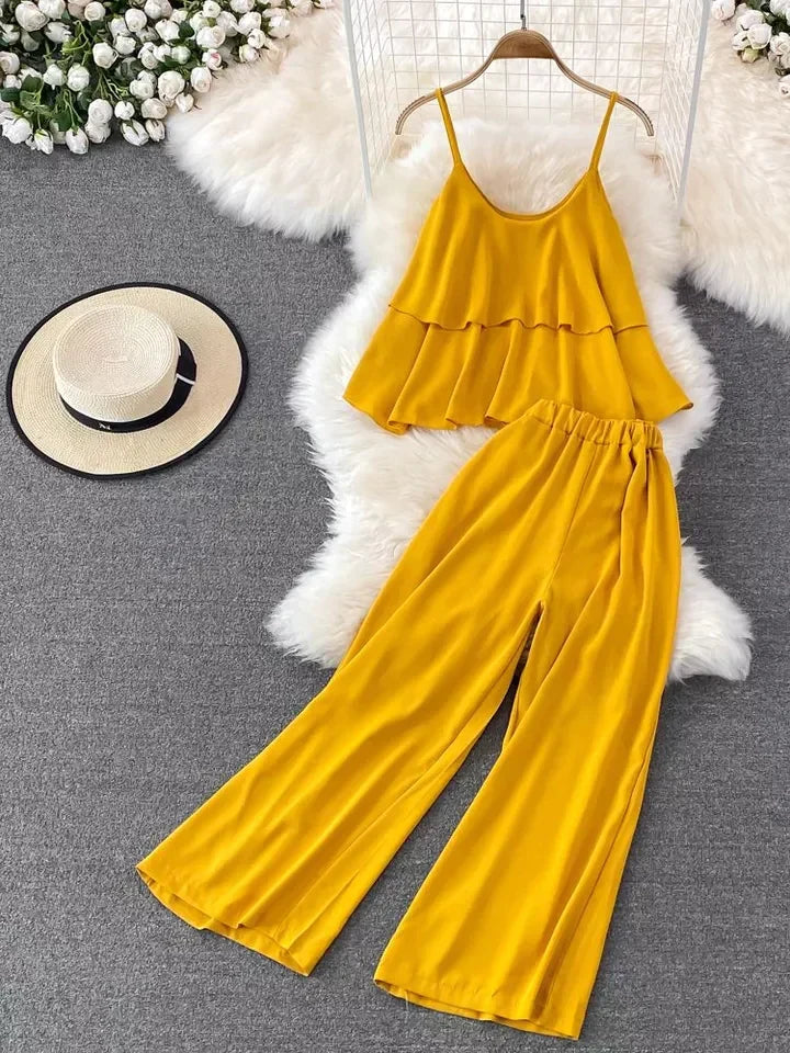 Frill Style Sleeveless Lounge Wear Set