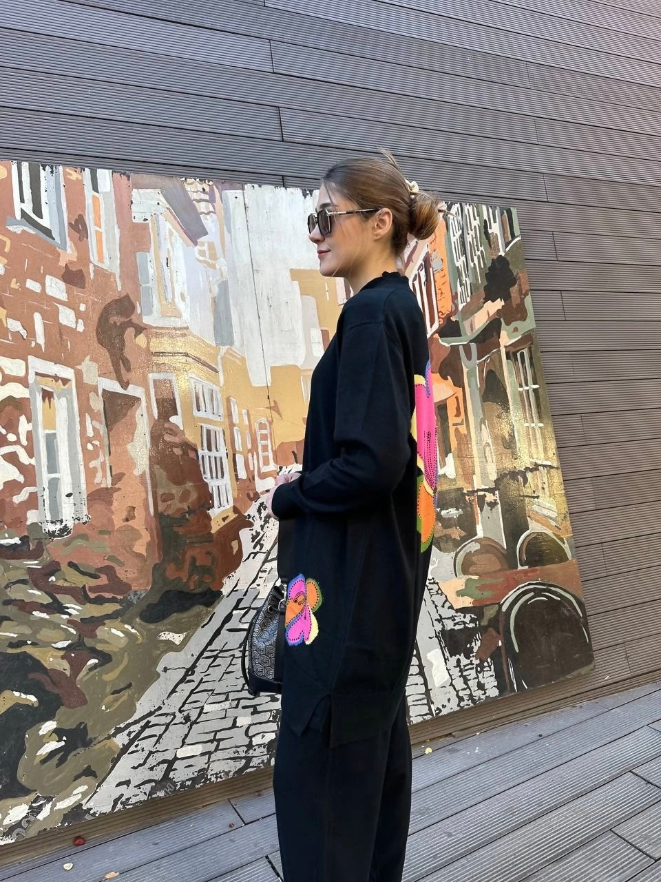 Back Flower Printed Fleece Co ord Set For Winter