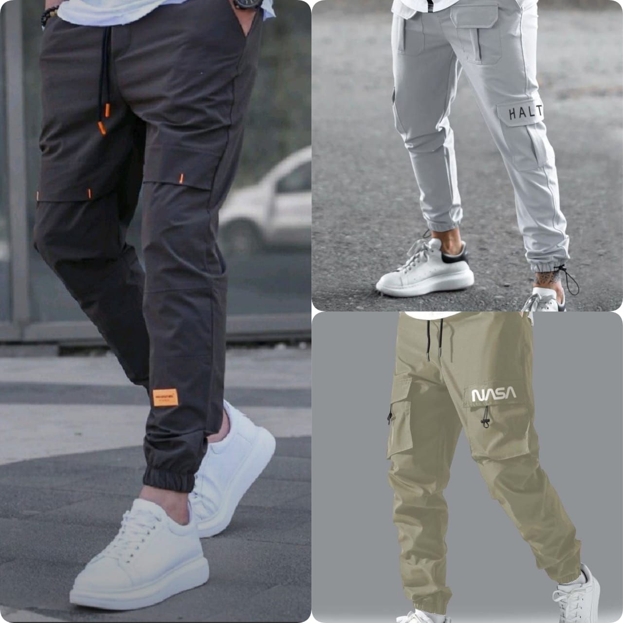 Buy Pack Of 3 Cargo Pants in Rs.1099/- Code - 002