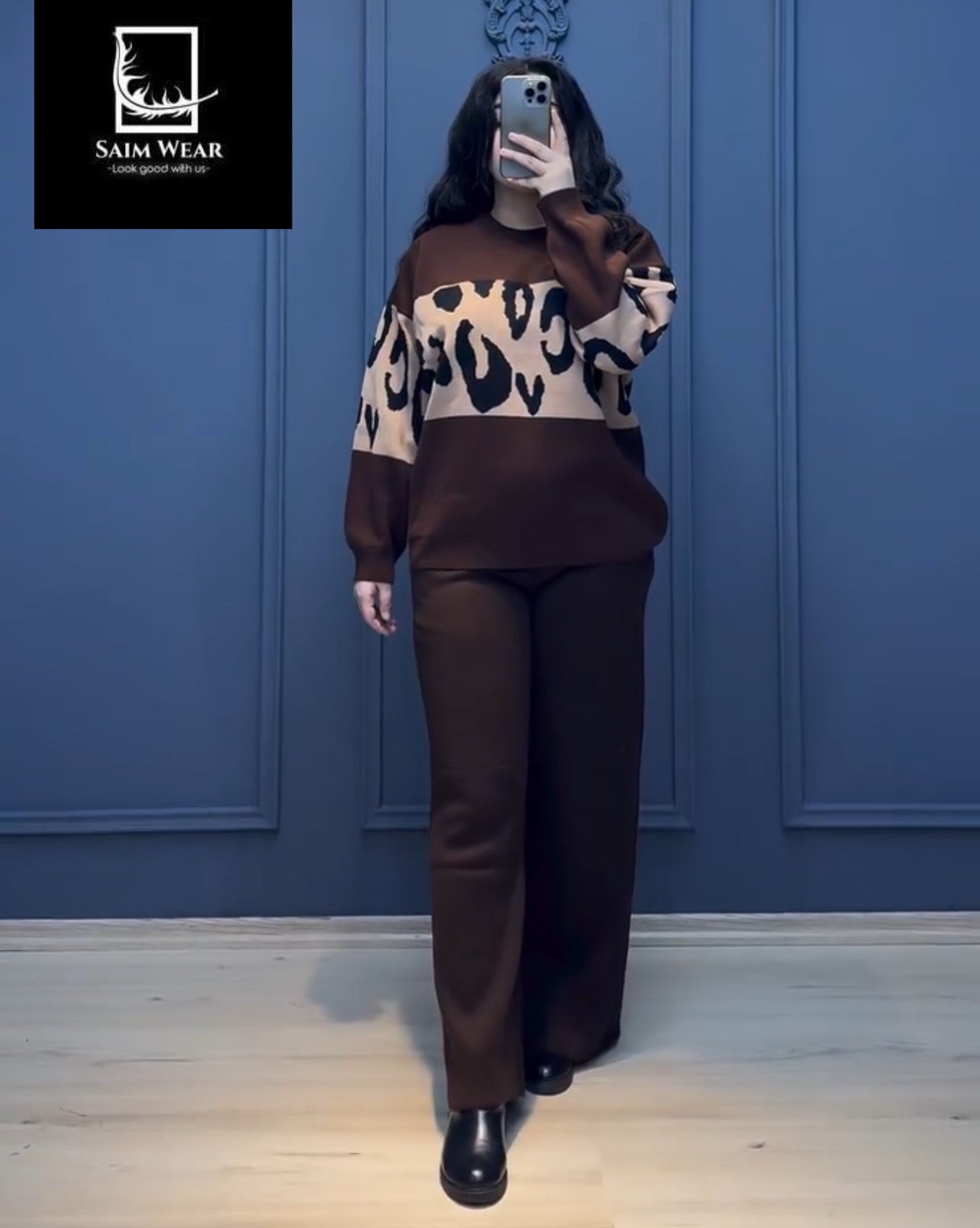 2 Pcs Printed Fleece Co ord Set