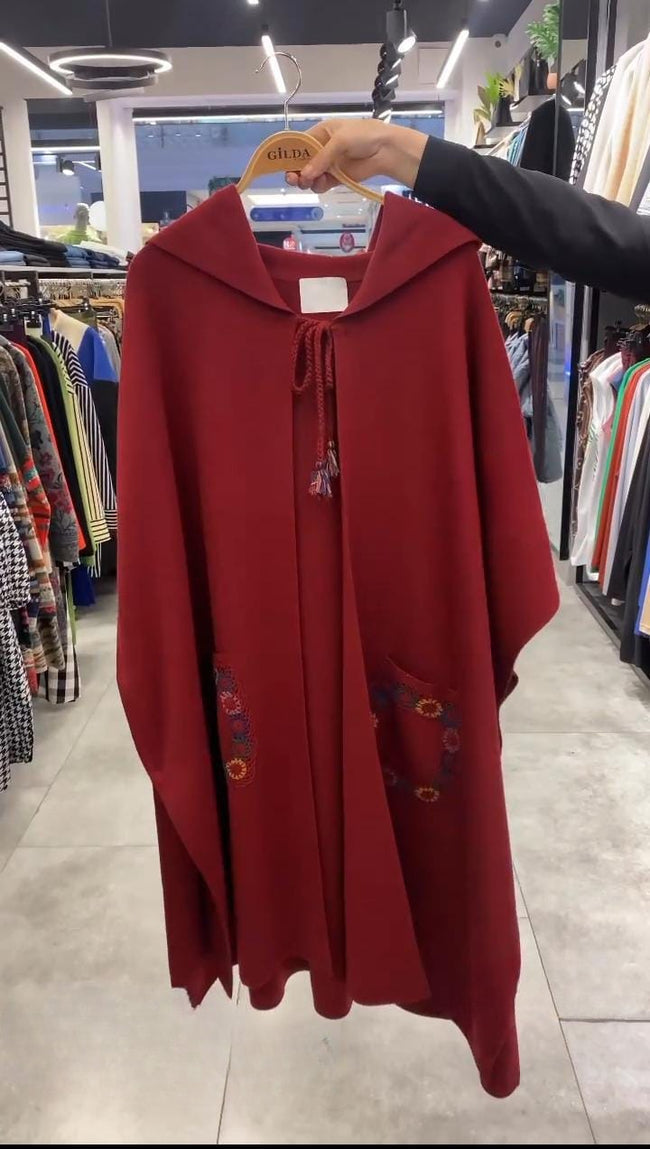 Hooded Winter Fleece Fabric Cape Shawl CH-393