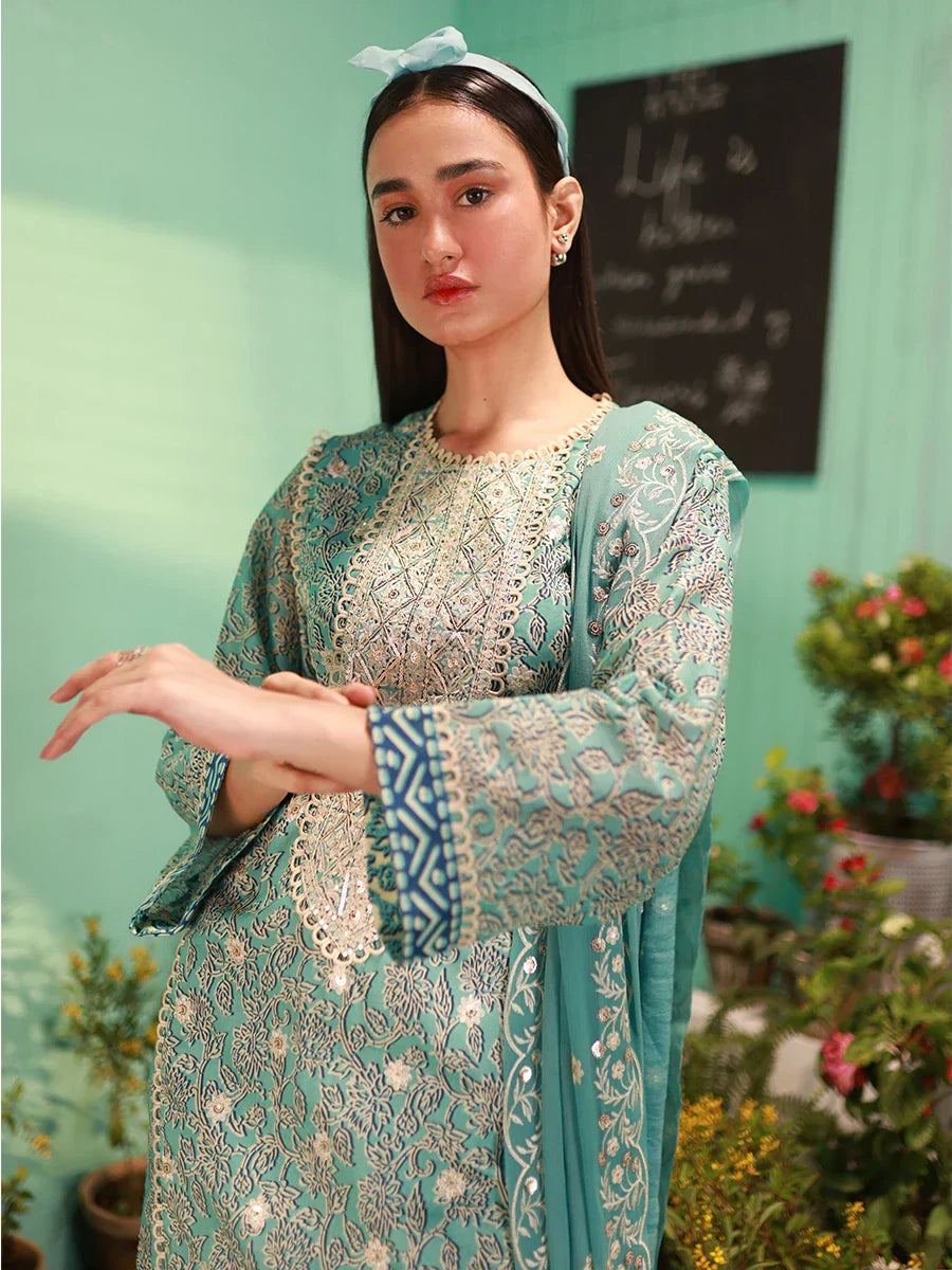 1 & Get 1 Free - SKY BLOOM - LUXURY LAWN EMBROIDERED SUIT