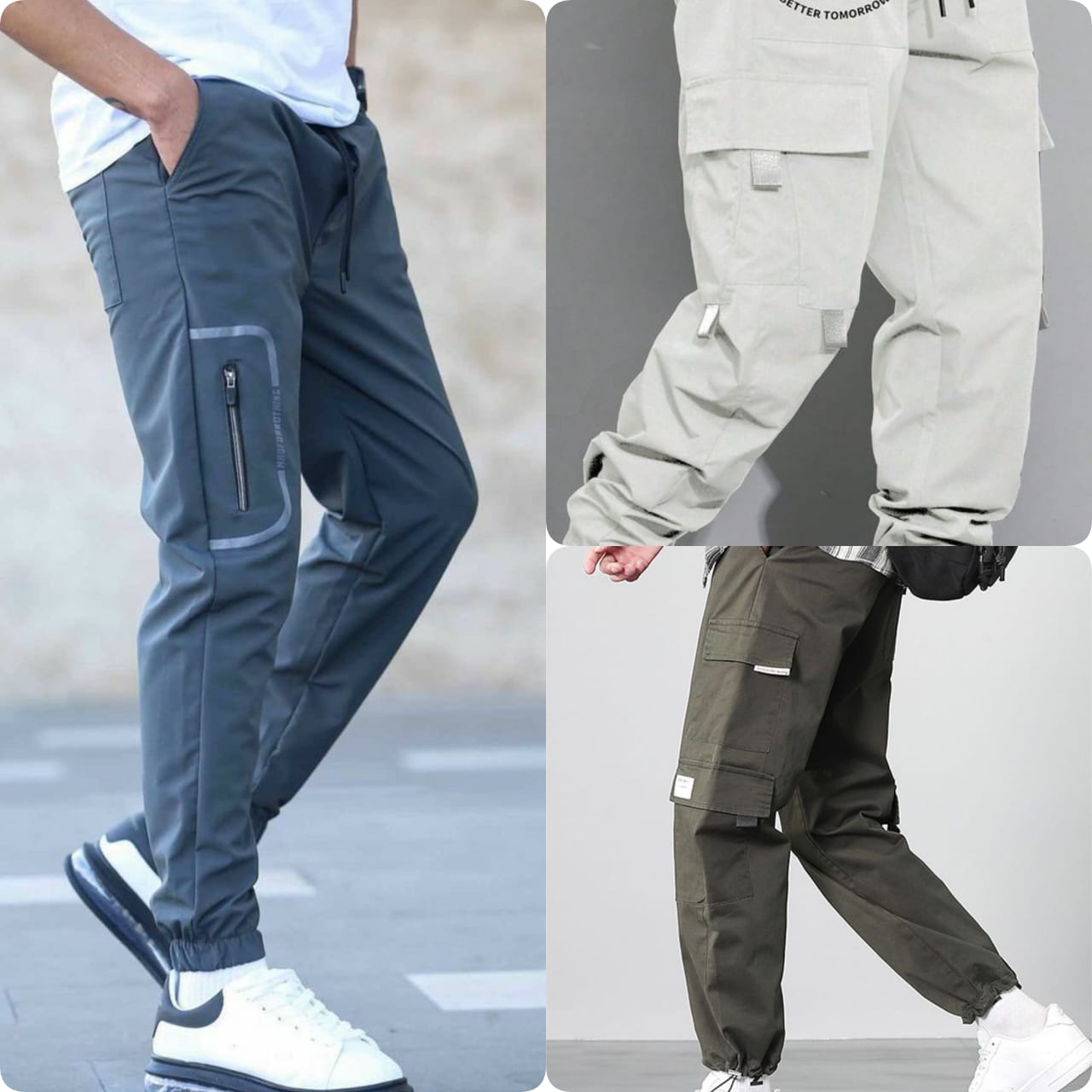 Buy Pack Of 3 Cargo Pants in Rs.1099/- Code - 003