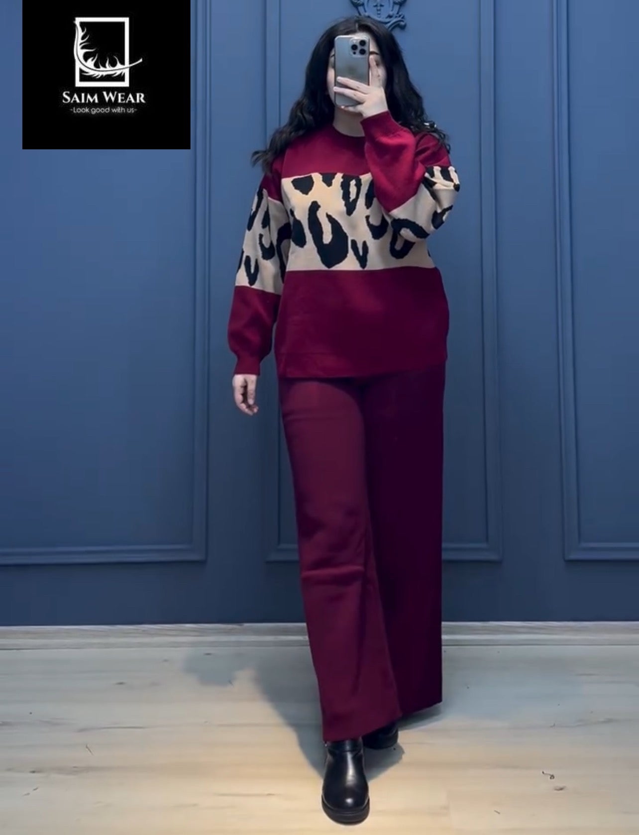 2 Pcs Printed Fleece Co ord Set