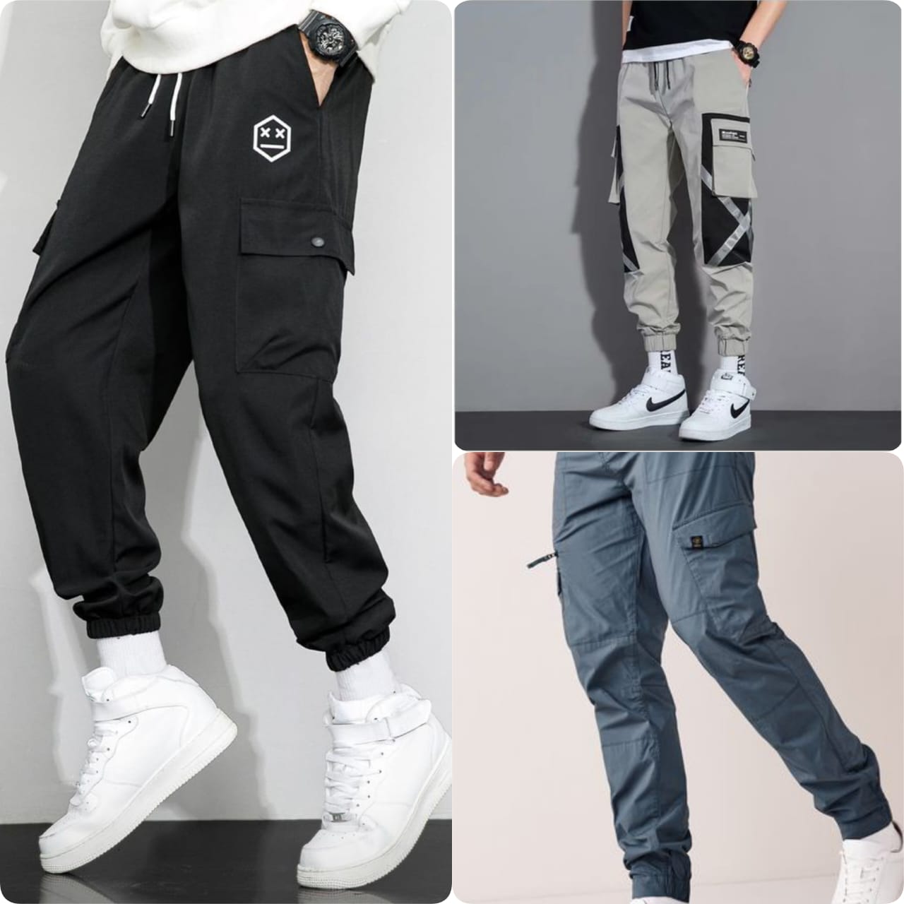Buy Pack Of 3 Cargo Pants in Rs.1099/- Code - 004
