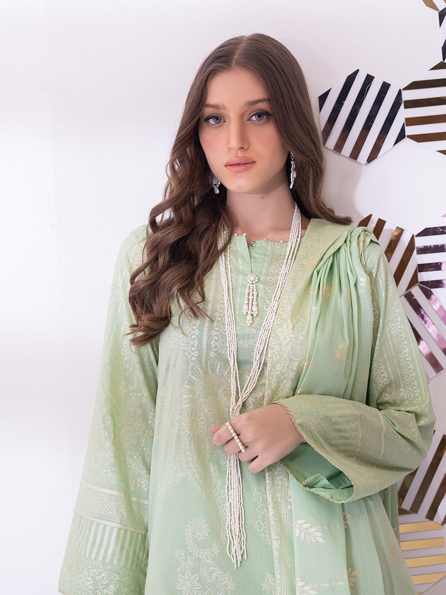 1 & Get 1 Free - 3pc Unstitched- Paste Printed Lawn Suit DOS201