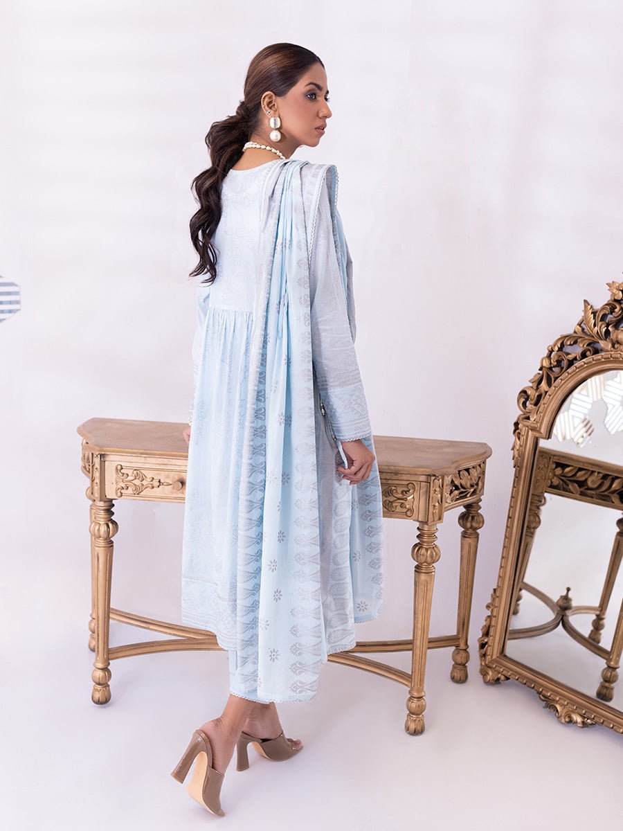 1 & Get 1 Free - 3pc Unstitched- Paste Printed Lawn Suit DOS203