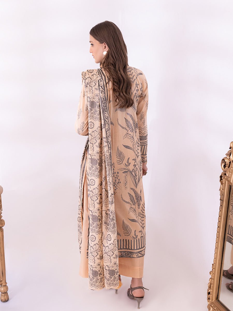 1 & Get 1 Free - 3pc Unstitched- Paste Printed Lawn Suit DOS204