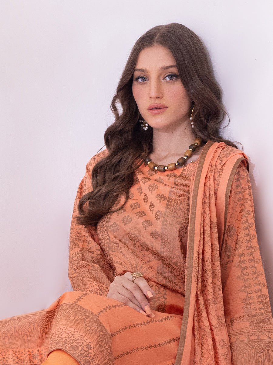 1 & Get 1 Free - 3pc Unstitched- Paste Printed Lawn Suit DOS205