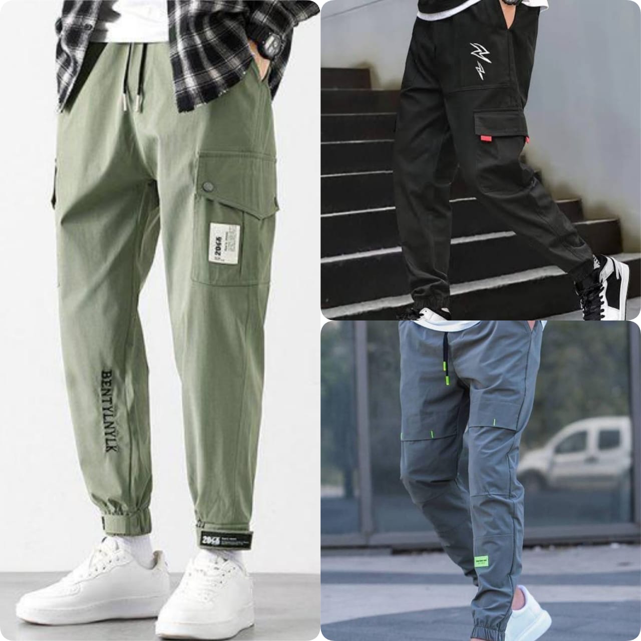 Buy Pack Of 3 Cargo Pants in Rs.1099/- Code - 001