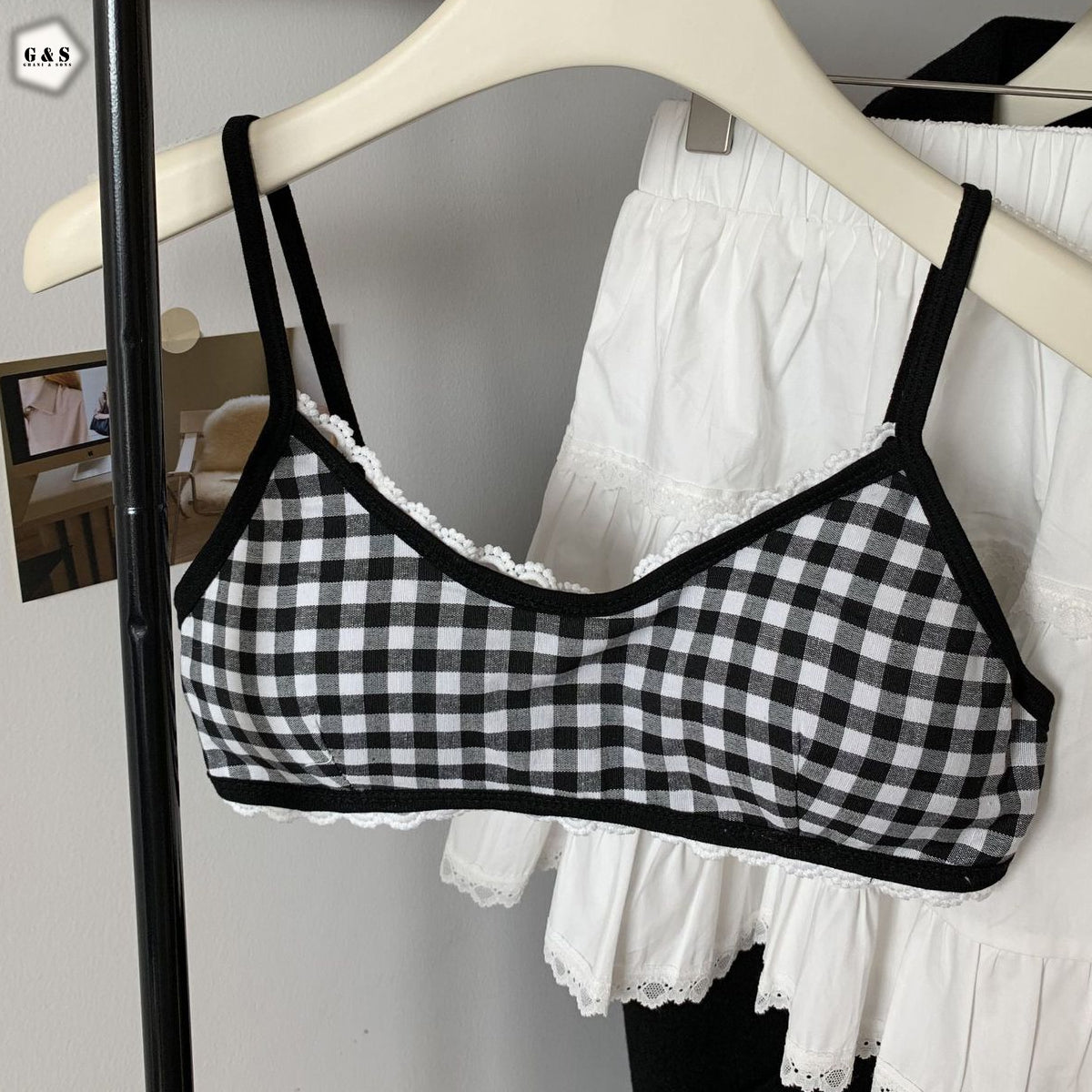Pack Of 3 Pure Cotton Chequered Printed Bralette