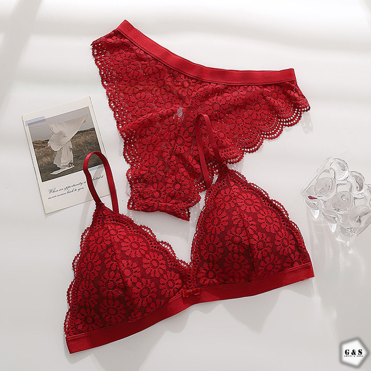 Pack Of 2 Lace Design Single Hook Bra/Bralette Set