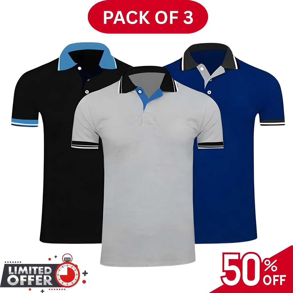 Pack of 3 | 50% OFF Men's Stylish Polo T-Shirts | DOS1051