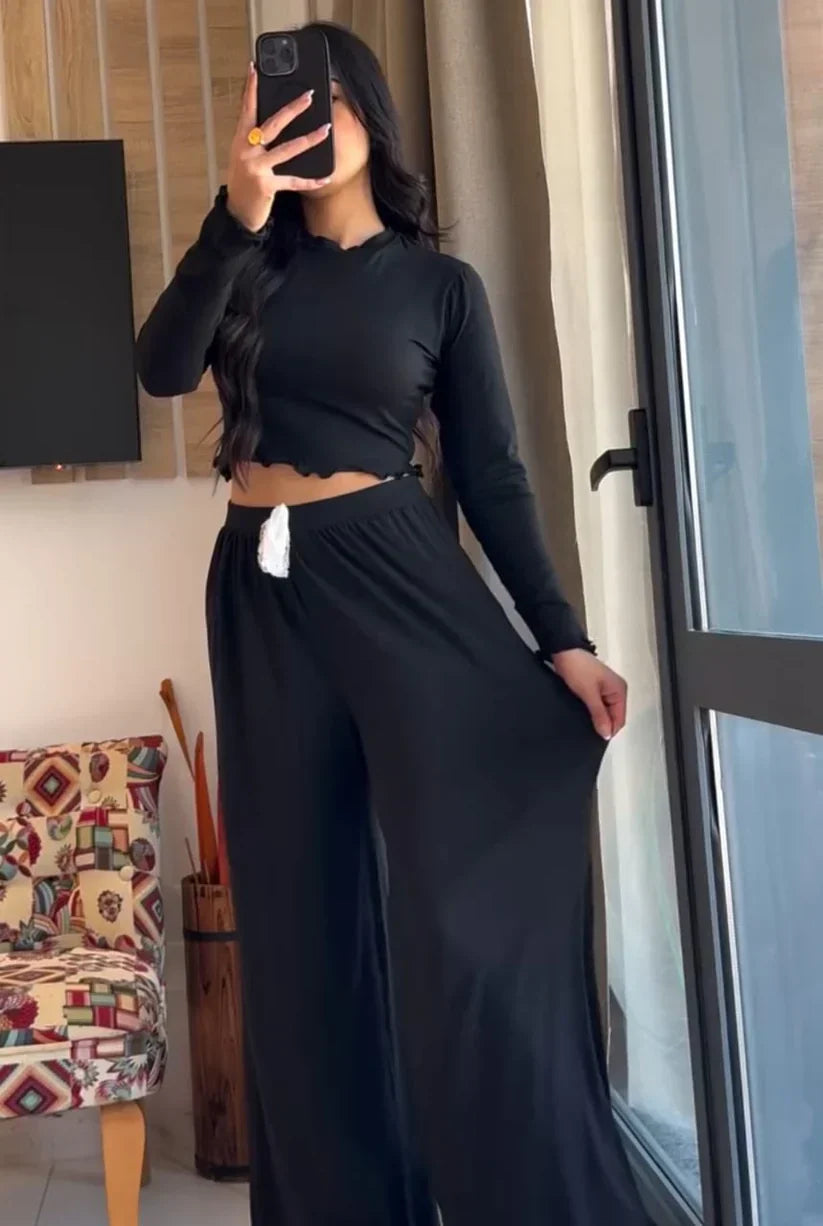 BreezeFlow Wide-Leg Loungewear Set For Summer