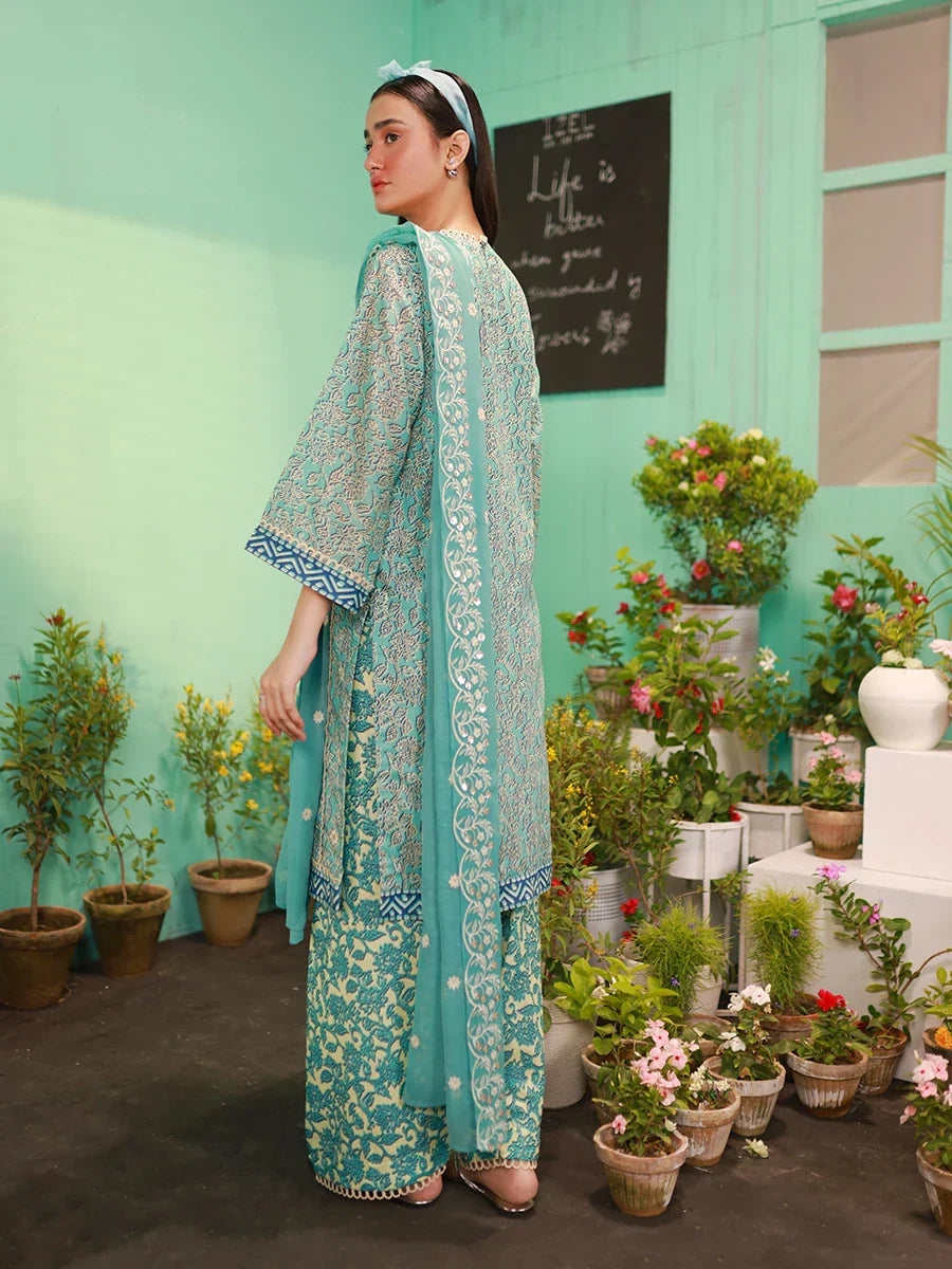 1 & Get 1 Free - SKY BLOOM - LUXURY LAWN EMBROIDERED SUIT