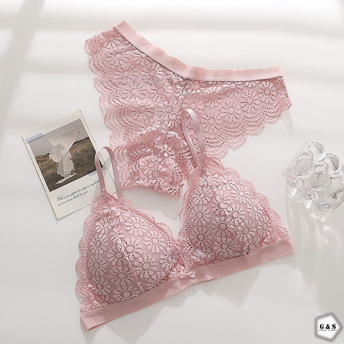 Pack Of 2 Lace Design Single Hook Bra/Bralette Set