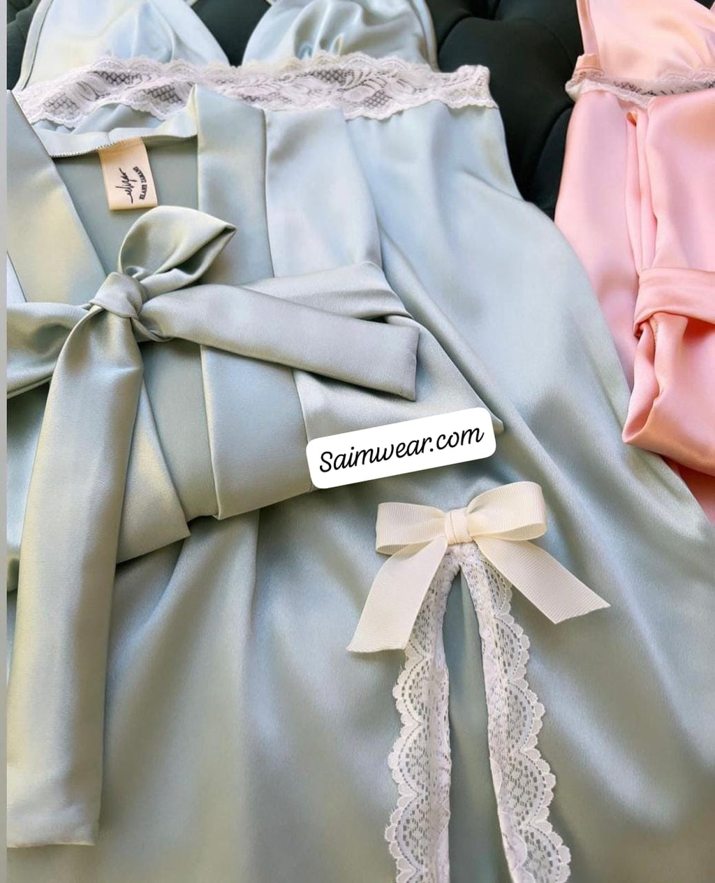 Silk Robe With Long Sleeveless Top 2 Pcs Nightwear P-70