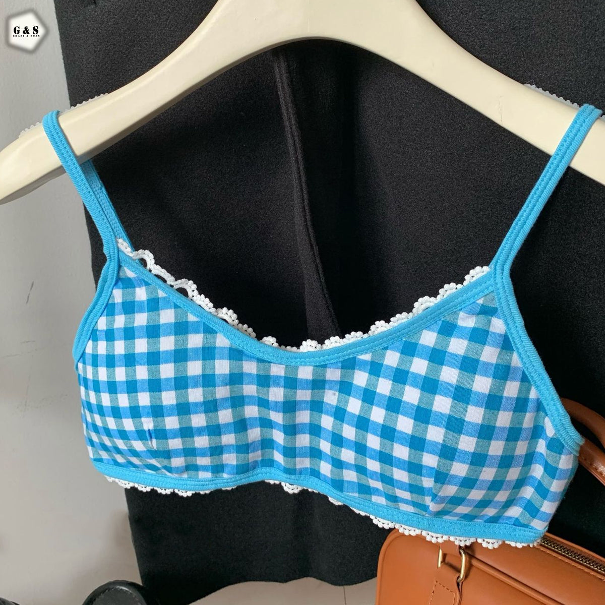 Pack Of 3 Pure Cotton Chequered Printed Bralette