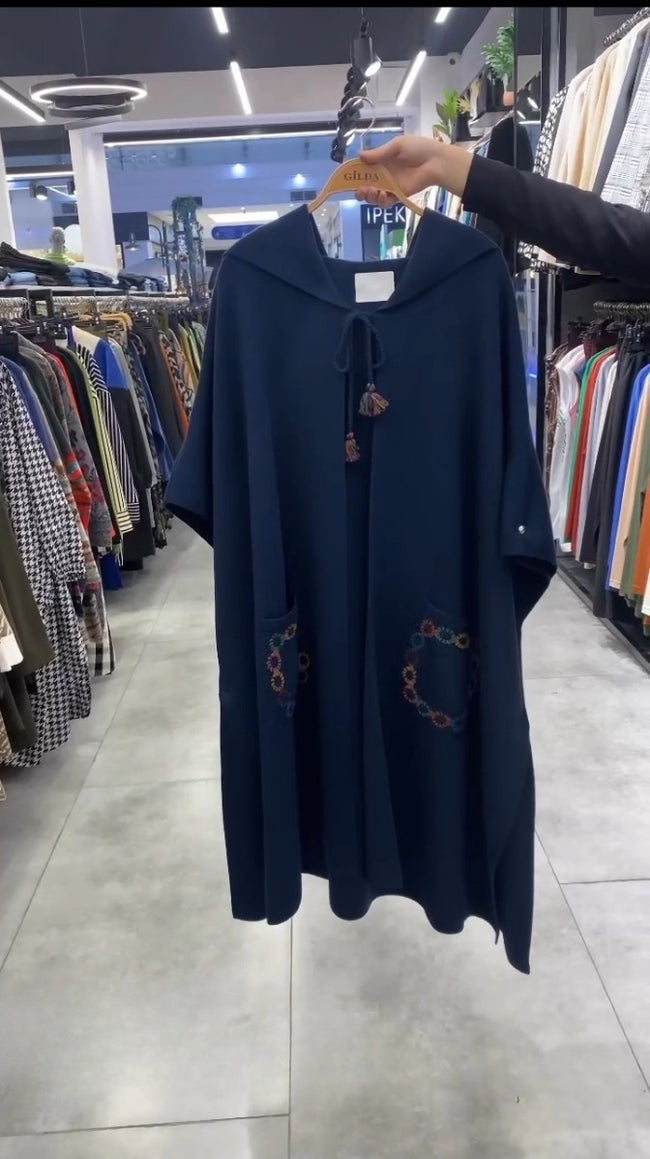 Hooded Winter Fleece Fabric Cape Shawl CH-393