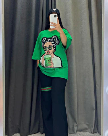 Printed Drop-Shoulder Tee Trousers (Print 5)