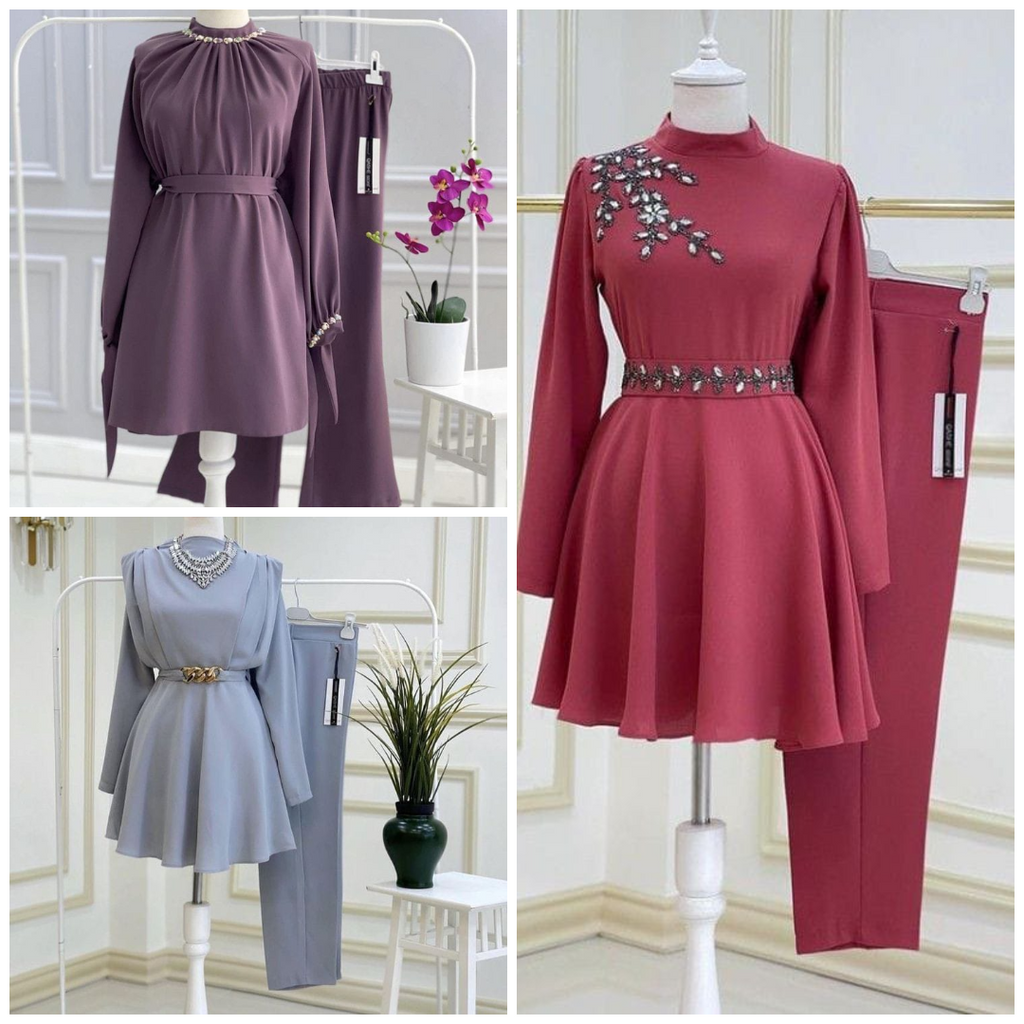 107A - Stylish Pack of 3 Women's Casual Summer Suit Set – Premium Stitched Kurti & Trousers 50% Off Summer Sale