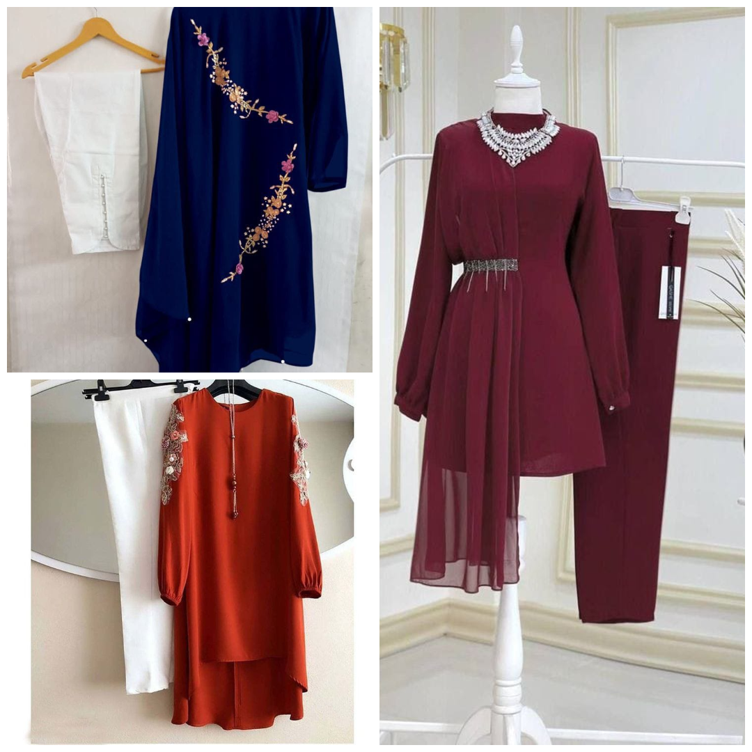 109A - Stylish Pack of 3 Women's Casual Summer Suit Set – Premium Stitched Kurti & Trousers 50% Off Summer Sale