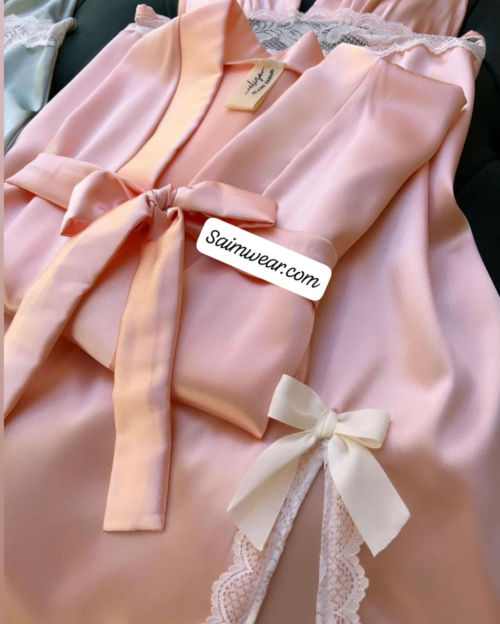 Silk Robe With Long Sleeveless Top 2 Pcs Nightwear P-70