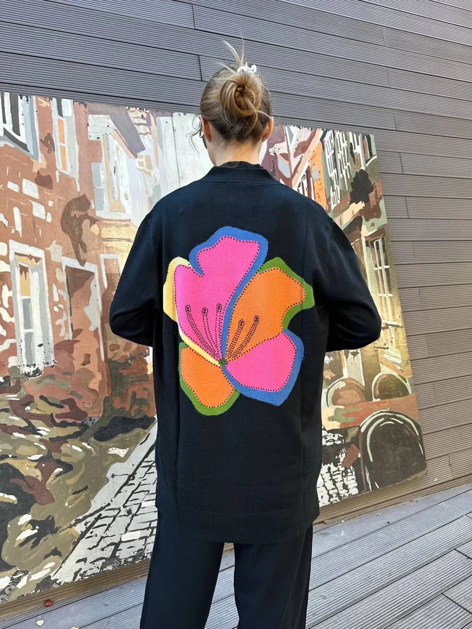 Back Flower Printed Fleece Co ord Set For Winter