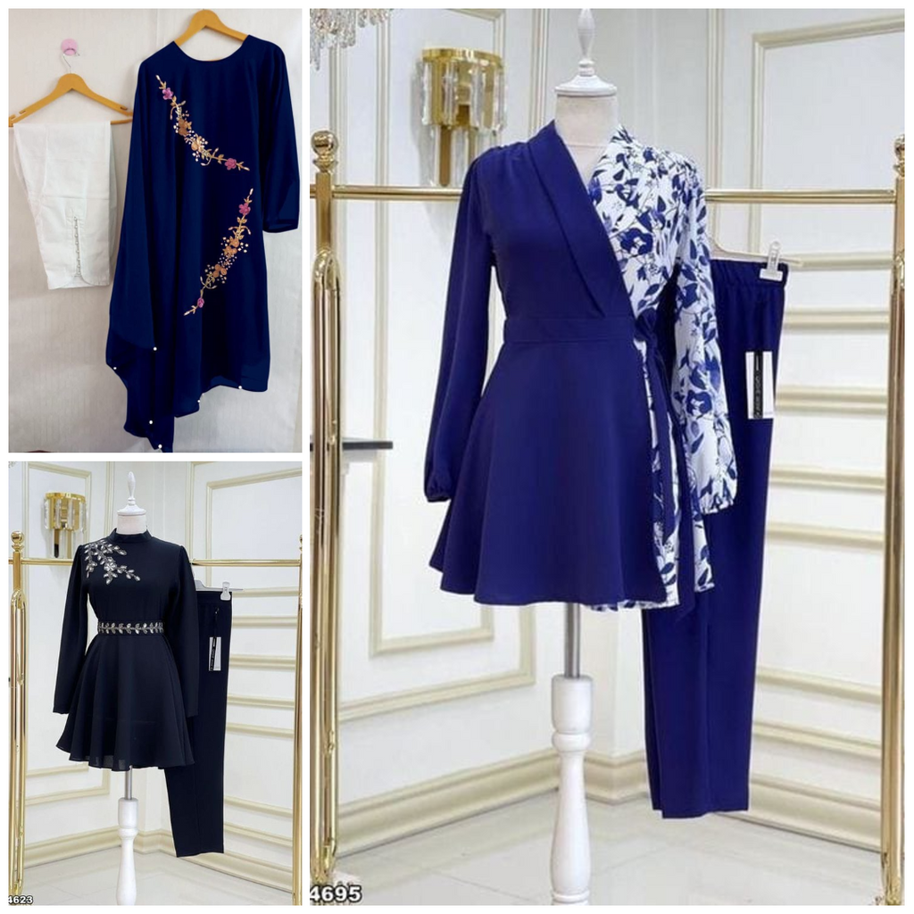 115A - Stylish Pack of 3 Women's Casual Summer Suit Set – Premium Stitched Kurti & Trousers 50% Off Summer Sale