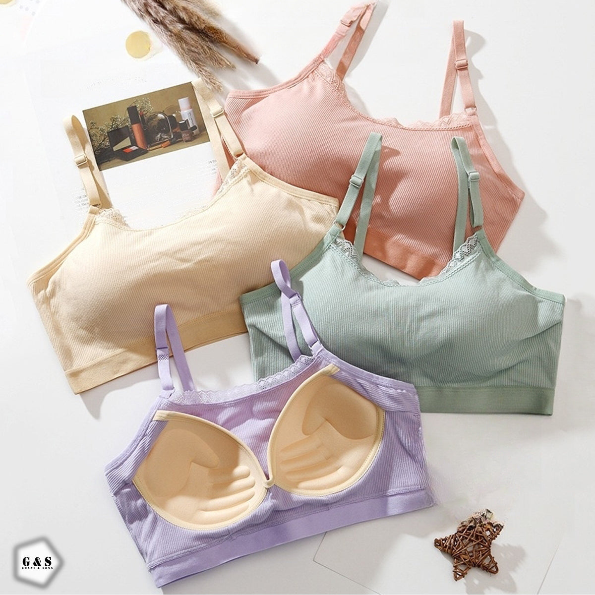 Girls Pack Of 3 Pushup T-Shirt Bralette