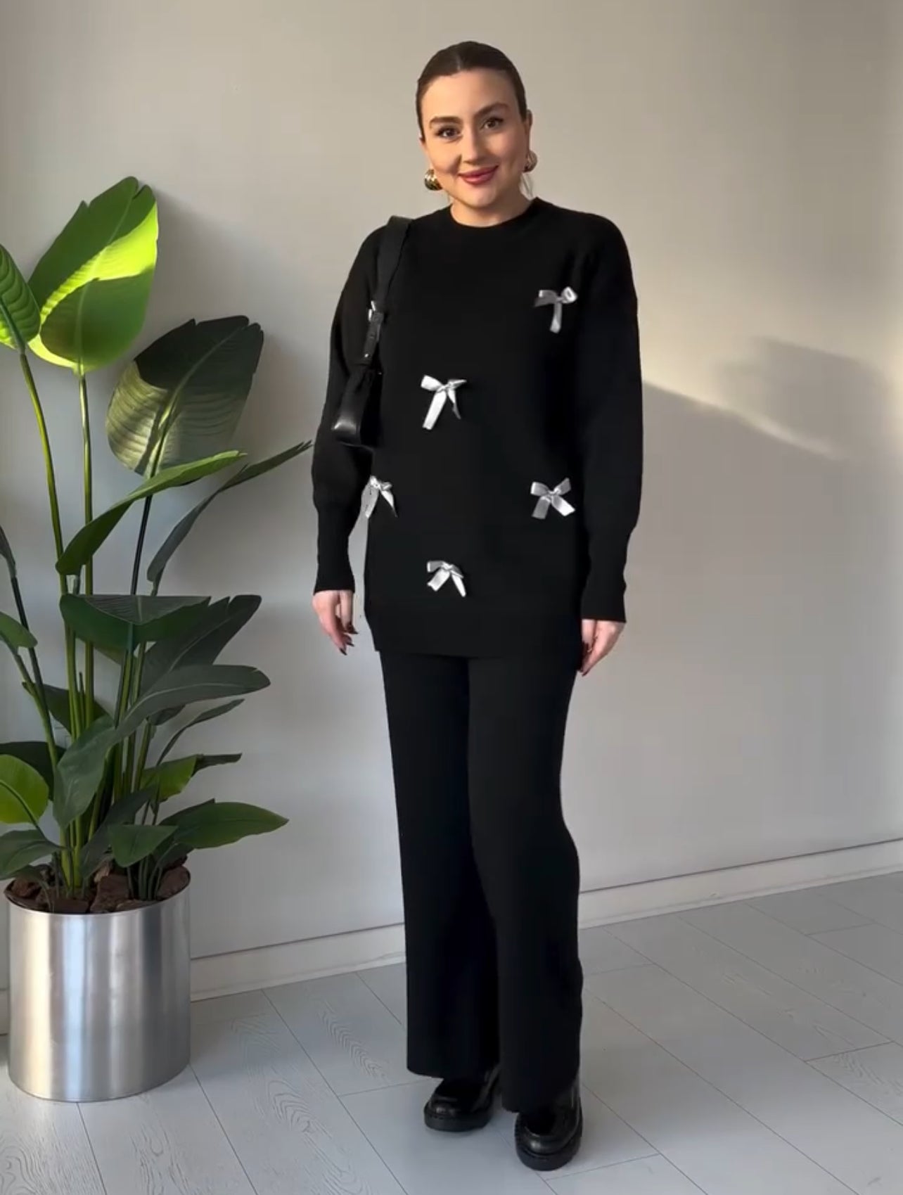 Bow Style Warm Fleece Winter Co-ord Set