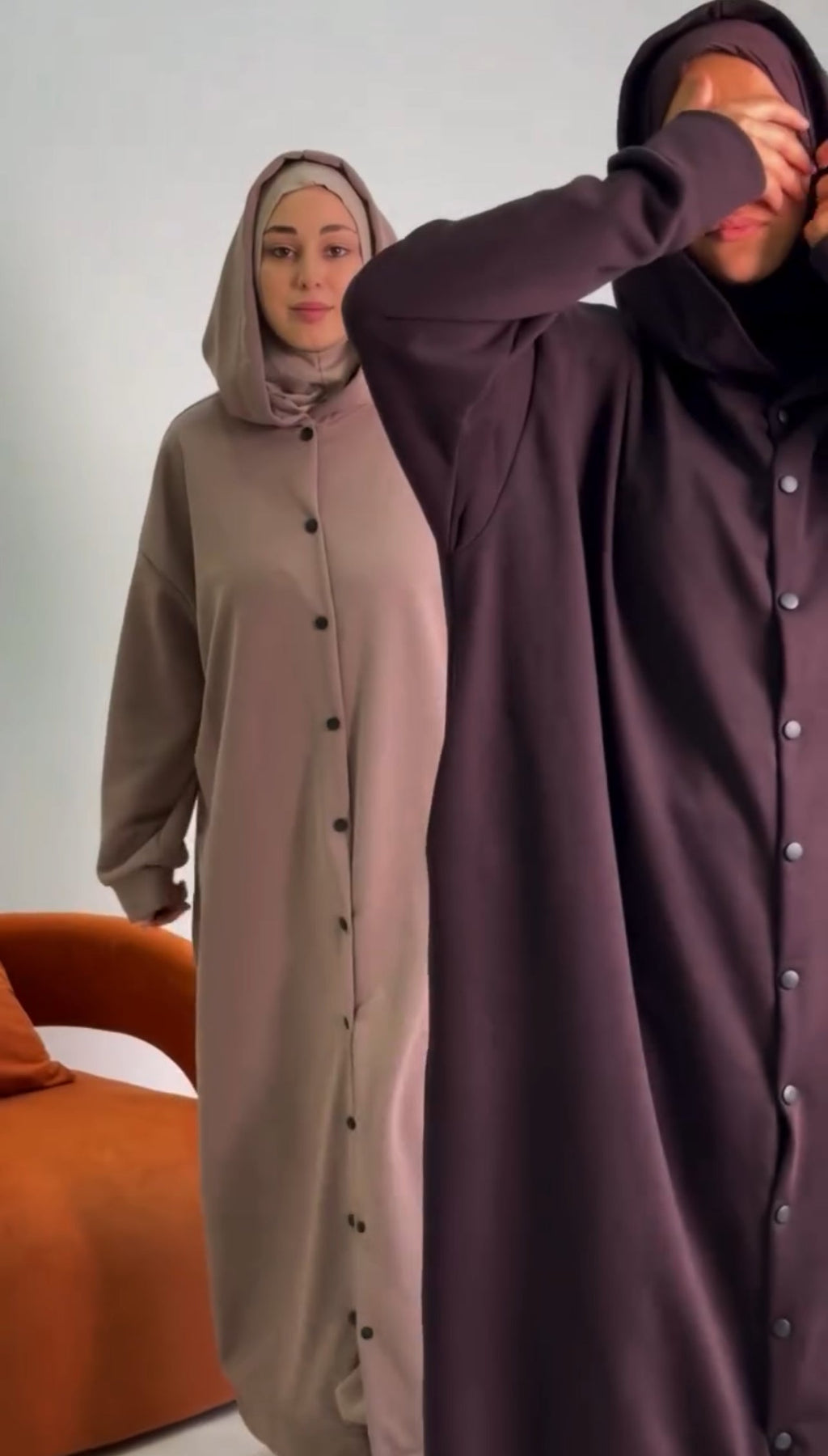 2 Piece Drop Shoulder Long Button Winter Fleece Hoodie With Trouser Pant