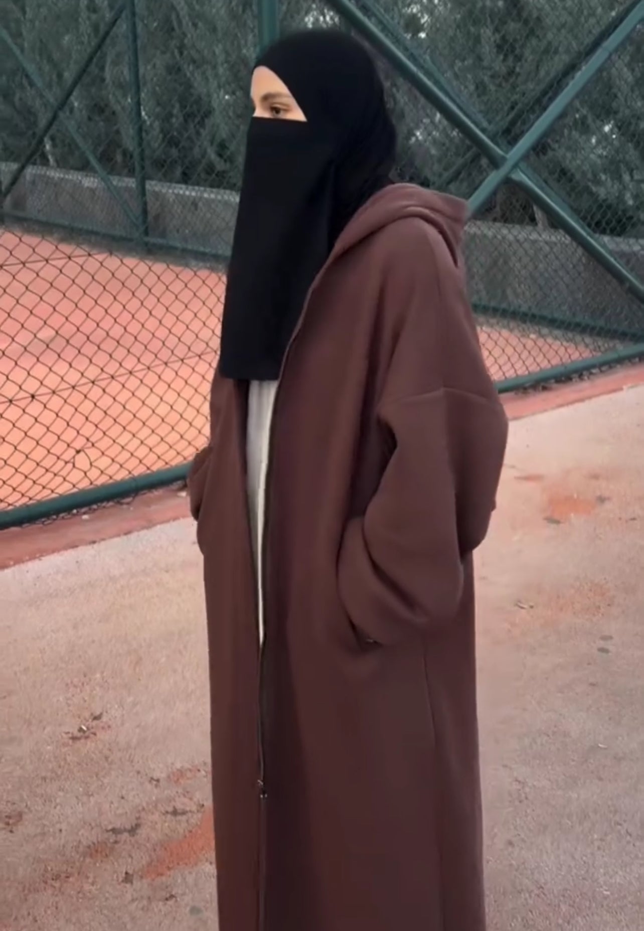 Drop Shoulder Long Zipline Winter Fleece Hoodie