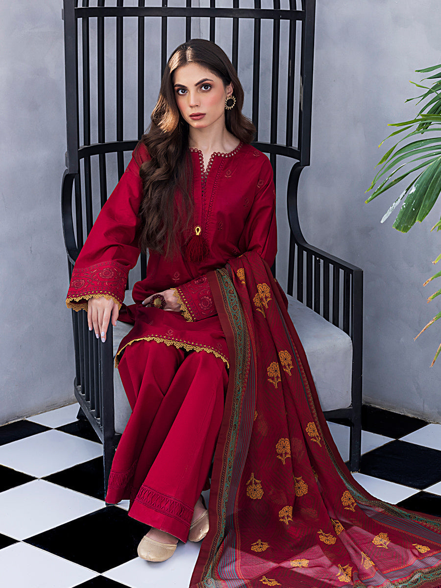 1 & Get 1 Free - 3pc- Unstitched Dyed Embroidered Lawn Suit