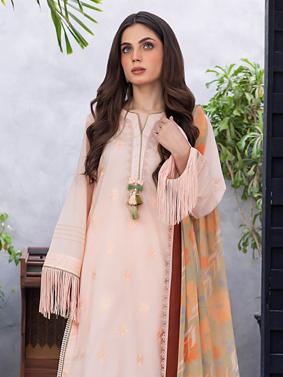 1 & Get 1 Free - 3pc- Unstitched Dyed Embroidered Lawn Suit