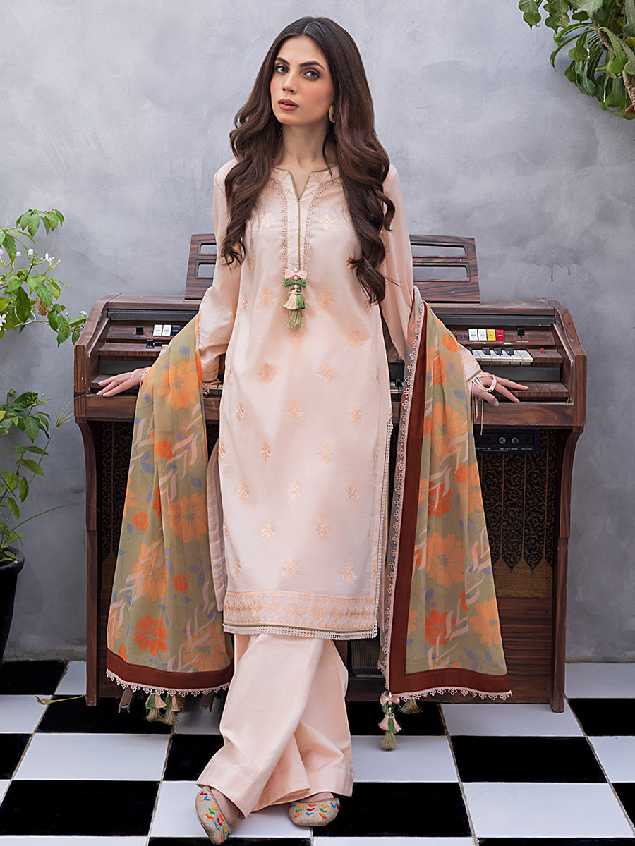 1 & Get 1 Free - 3pc- Unstitched Dyed Embroidered Lawn Suit