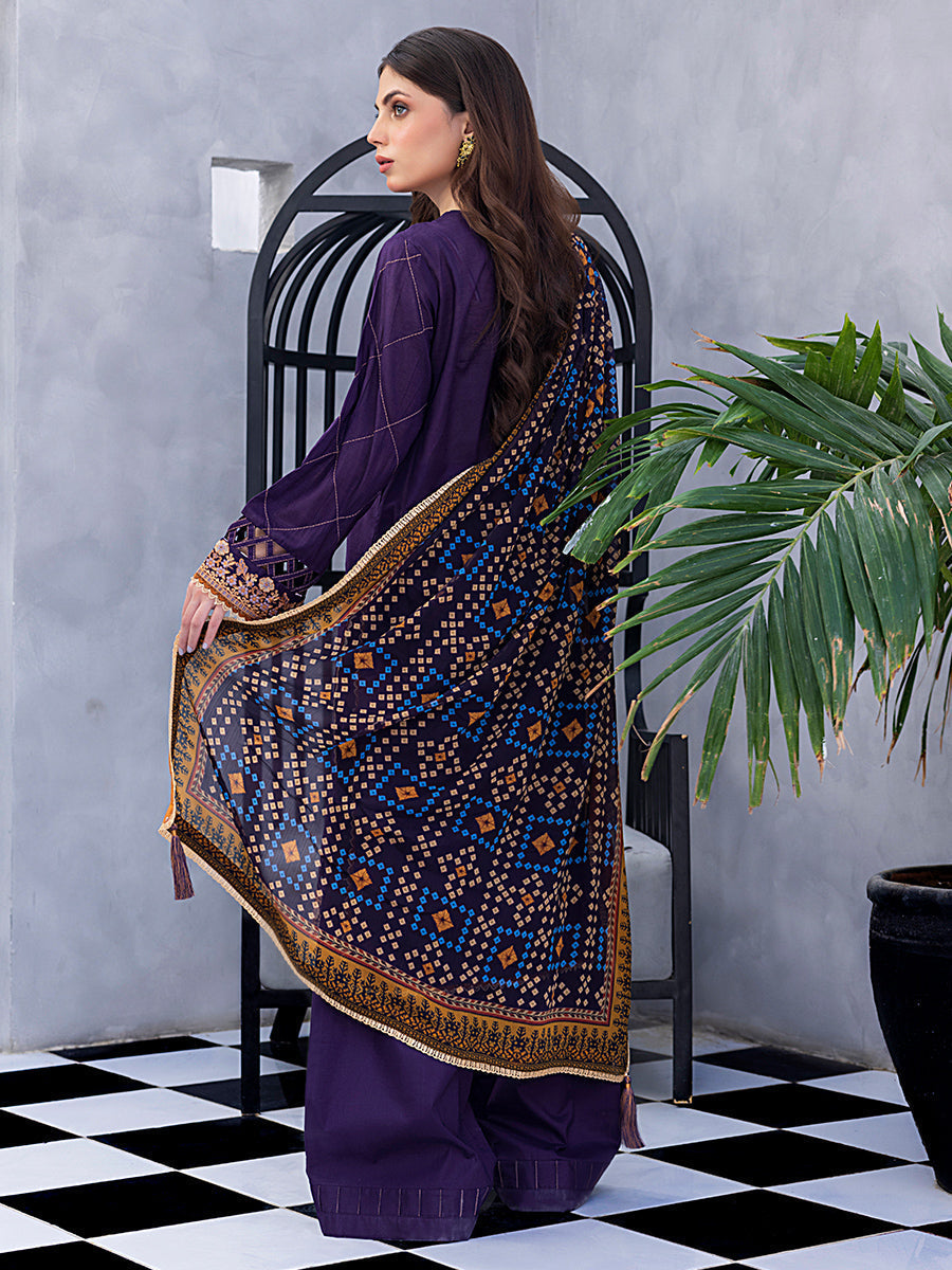1 & Get 1 Free - 3pc- Unstitched Dyed Embroidered Lawn Suit