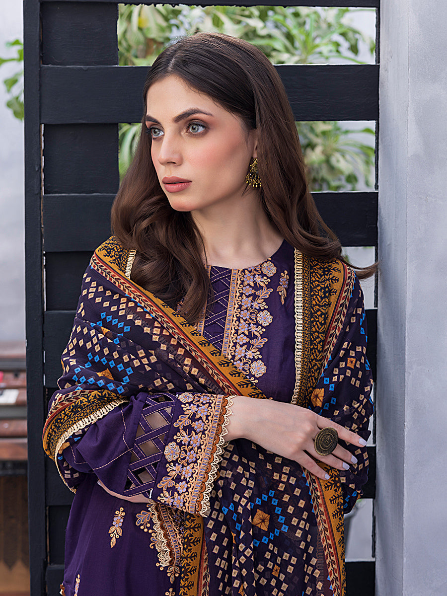 1 & Get 1 Free - 3pc- Unstitched Dyed Embroidered Lawn Suit