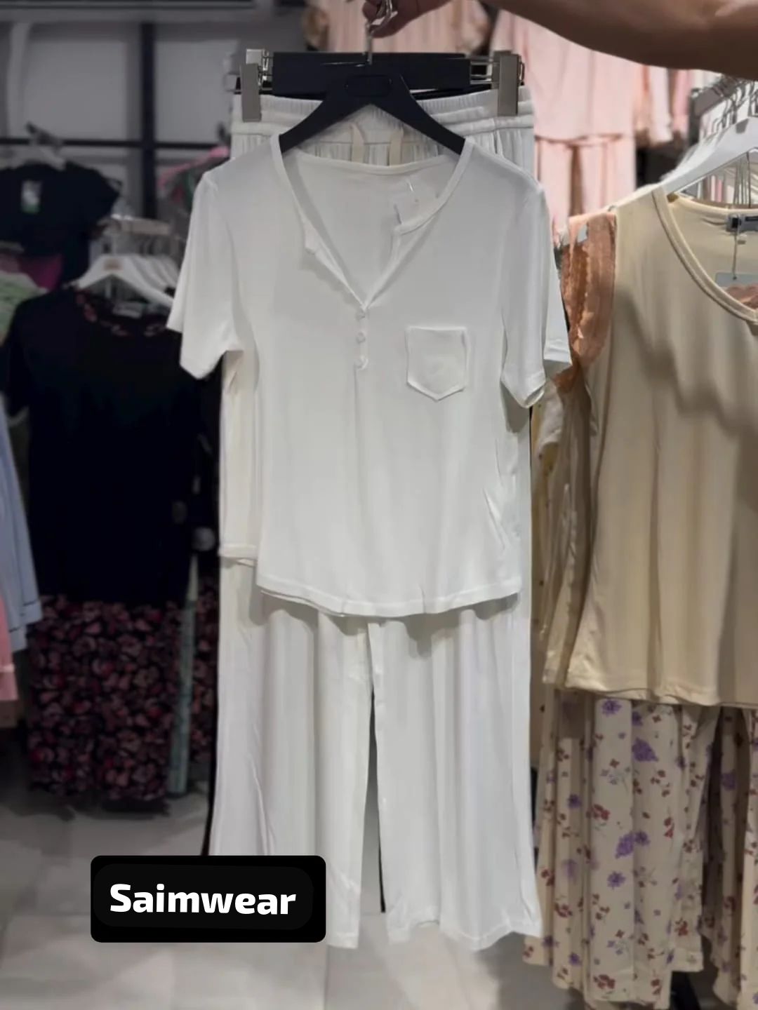 2 Pcs Button Casual Top With Straight Trouser