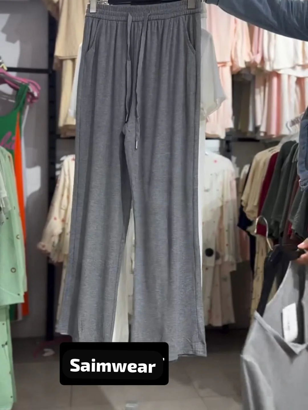 2 Pcs Button Casual Top With Straight Trouser