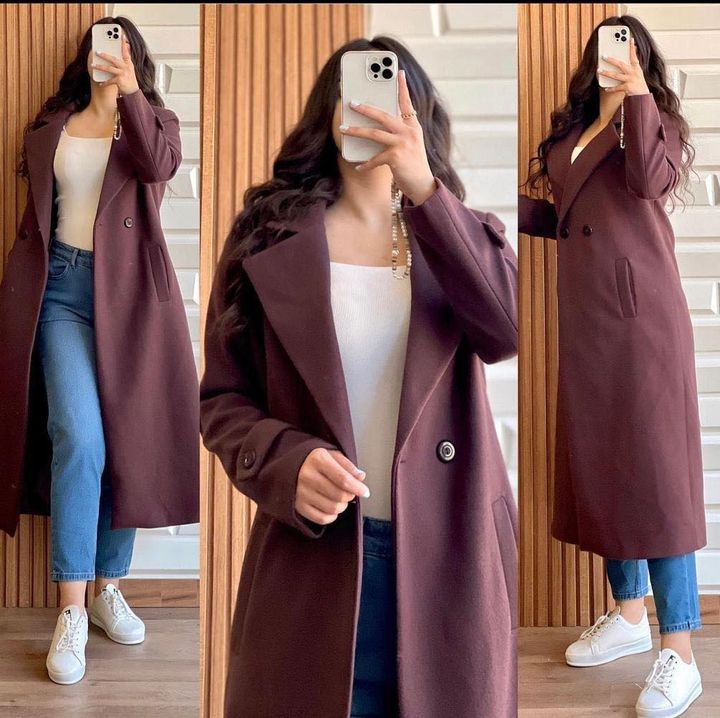 Long Fleece Trench Coat For Women's LY 0023