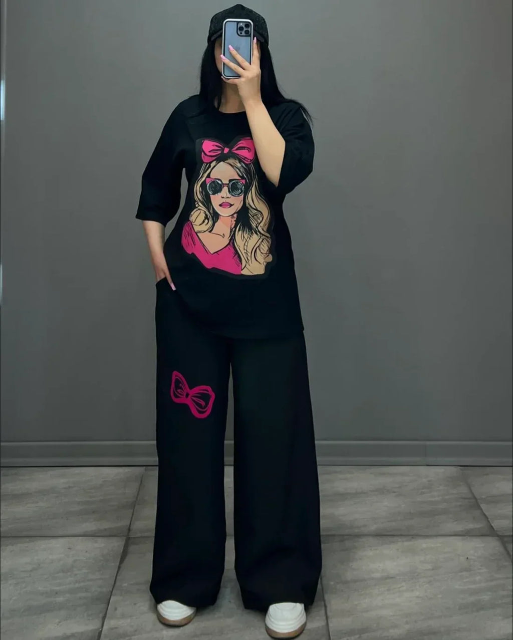Printed Drop-Shoulder Tee Trousers
