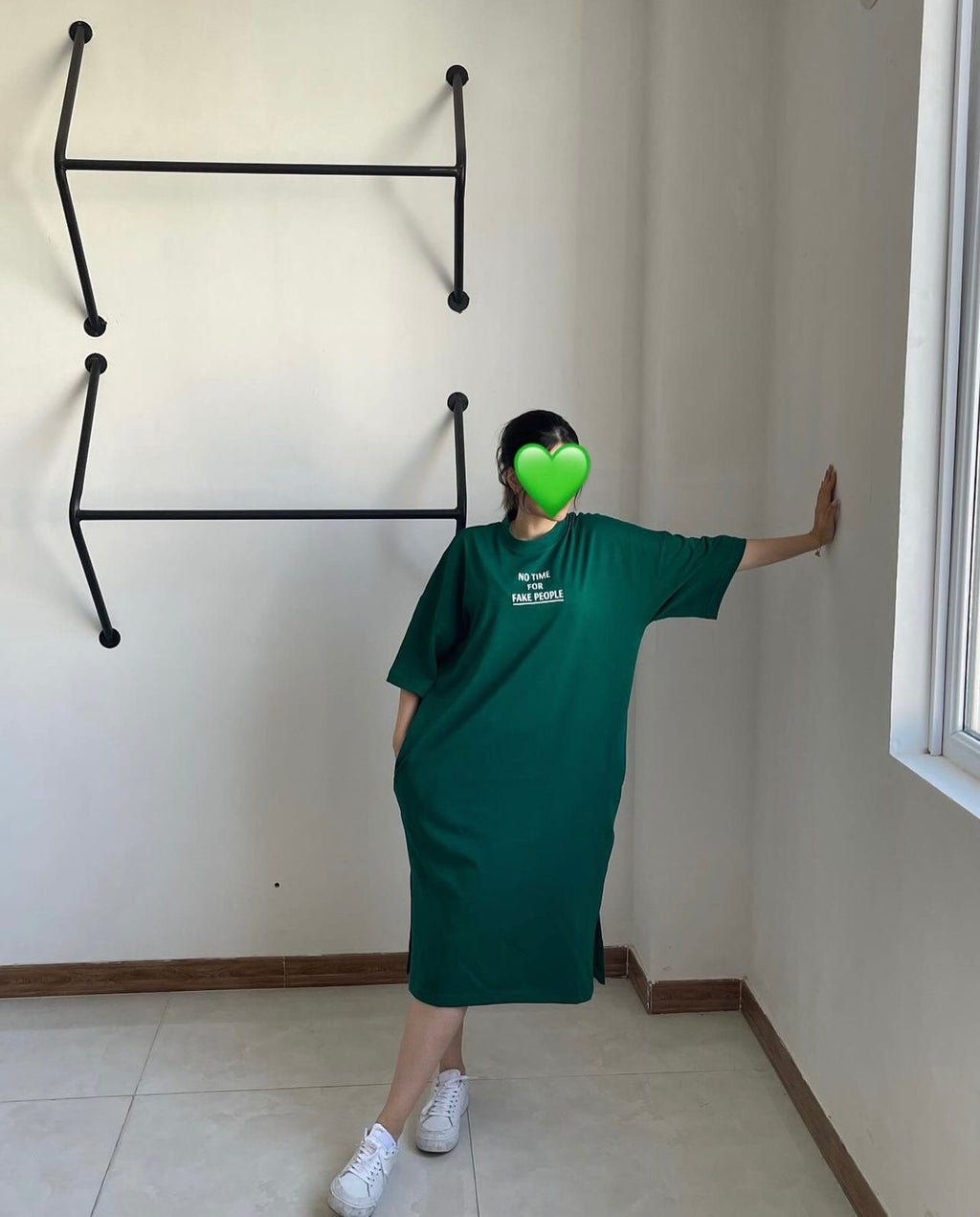 Drop Shoulder Printed Long Top CH 461