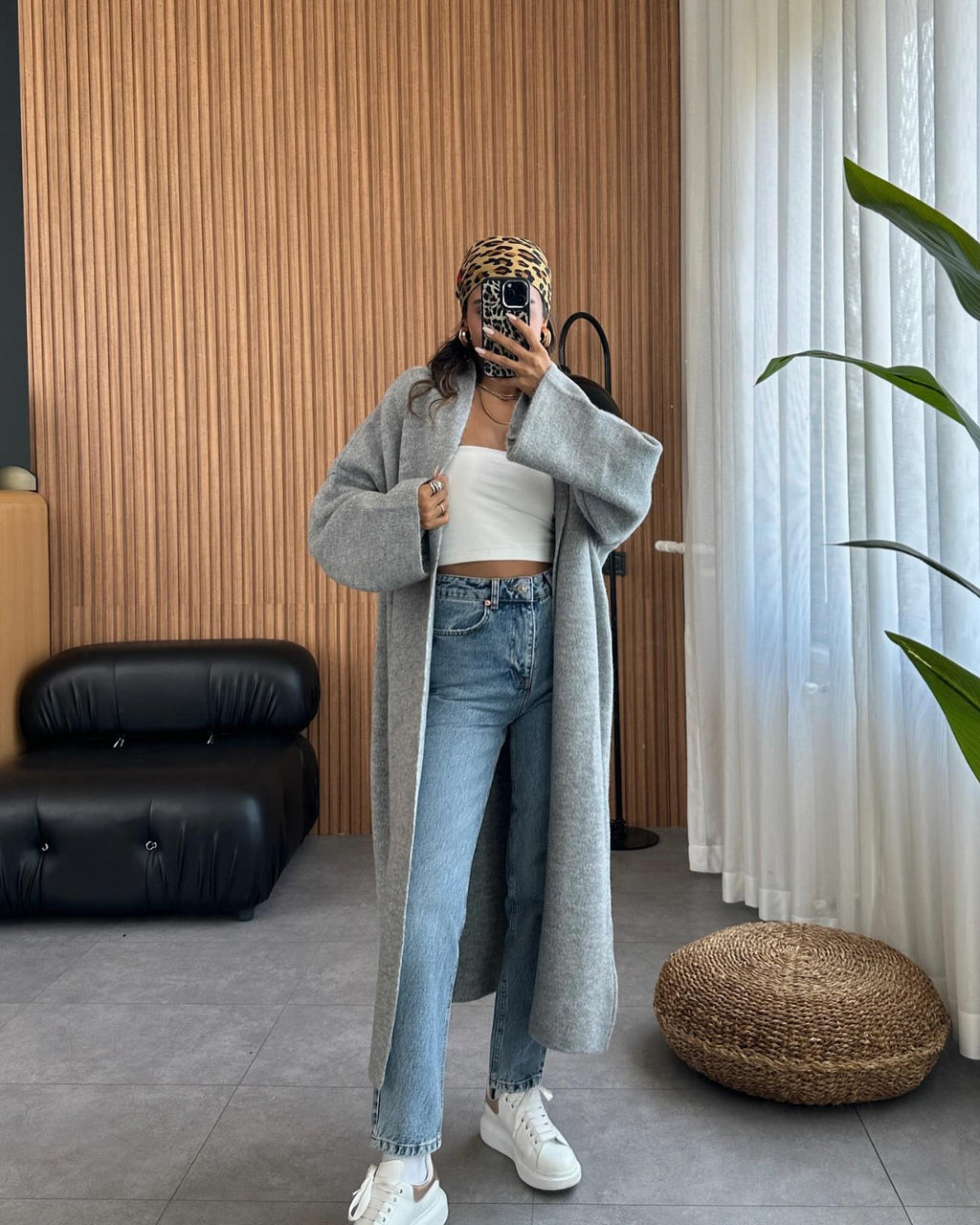 Longline Street-Style Long Winter Fleece Fabric Gown In Stock