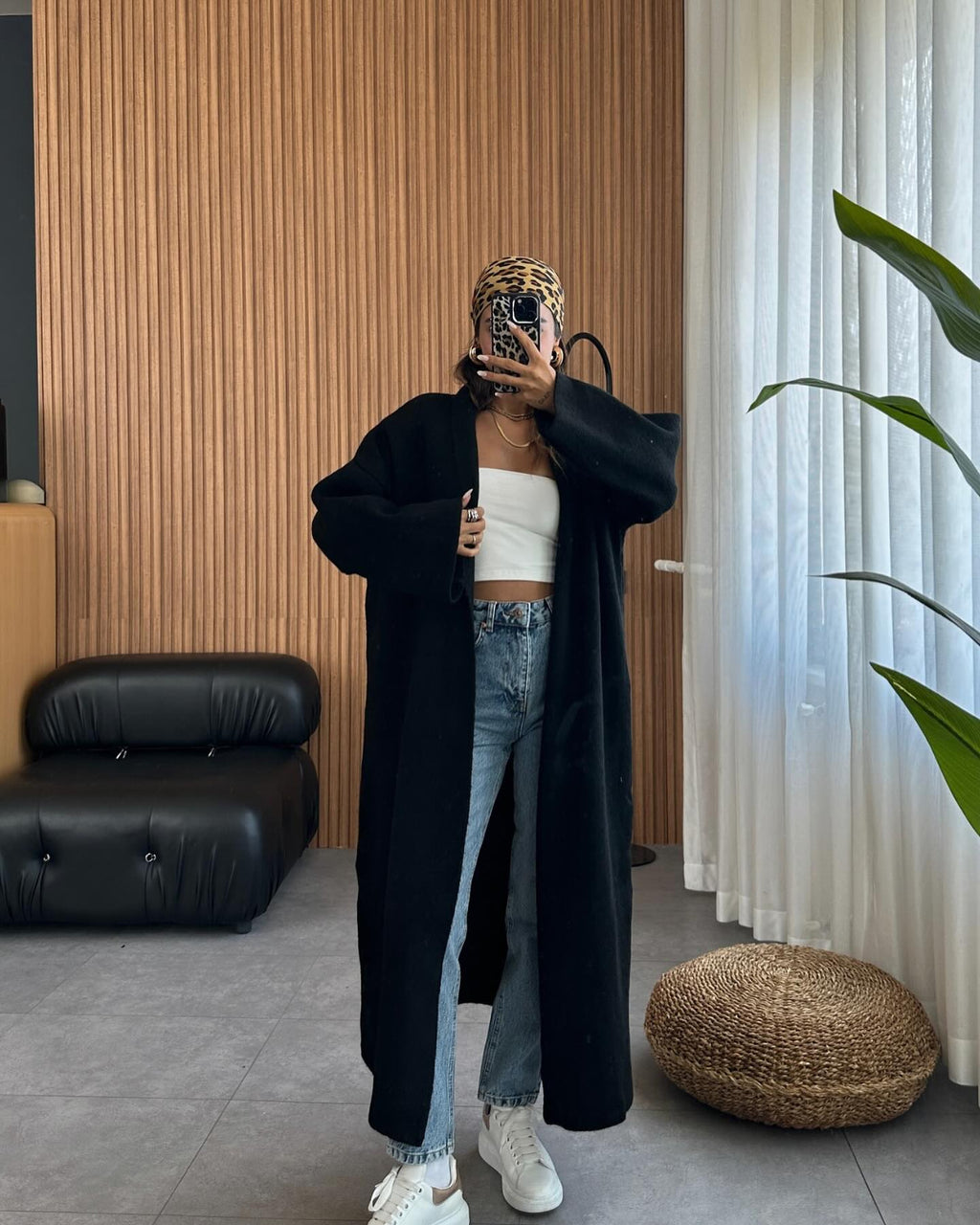 Longline Street-Style Long Winter Fleece Fabric Gown In Stock