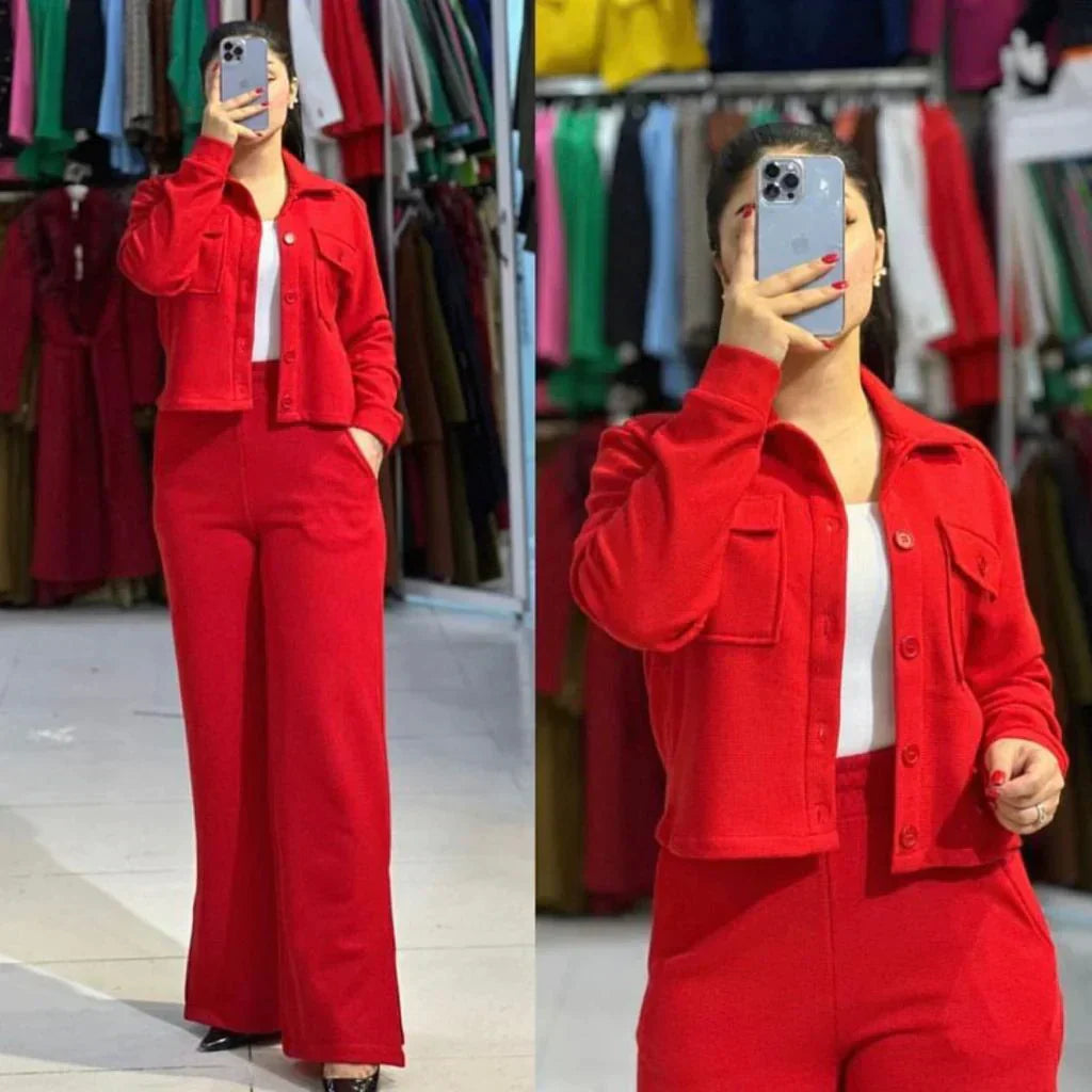 3 Pcs Winter Button Style Outfit