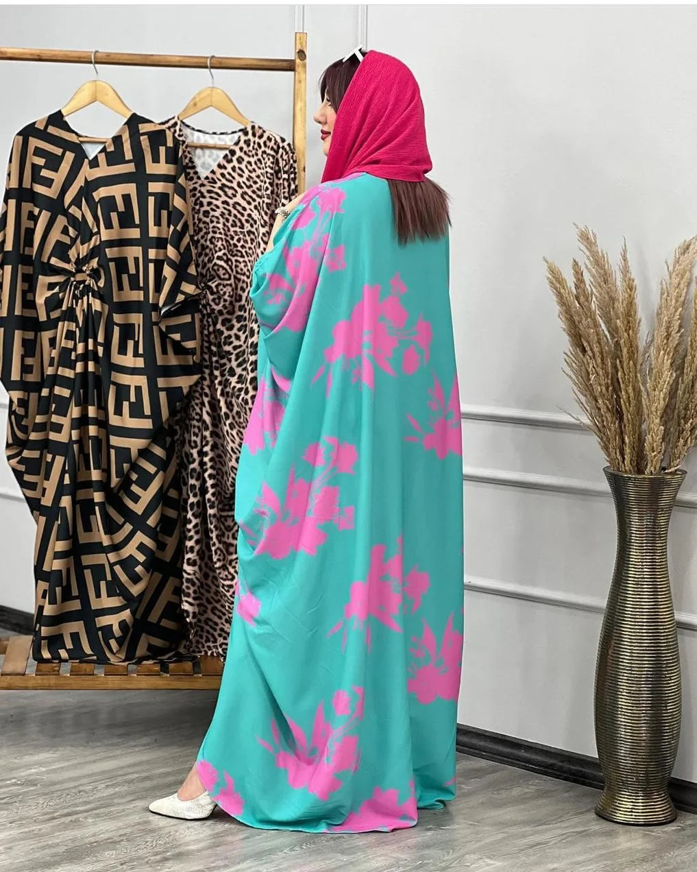 Long Printed Silk Kaftaan