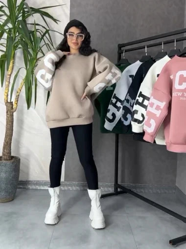 Chicago Drop Shoulder Winter Fleece Sweatshirt