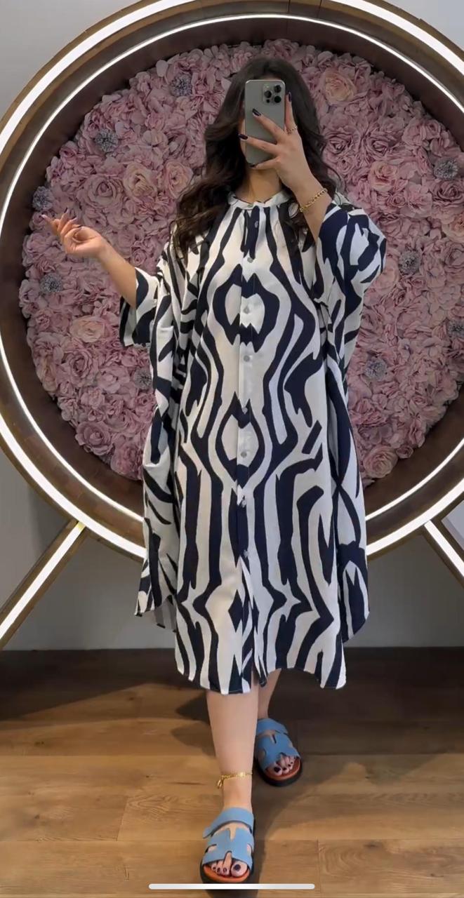 Silk Printed Button Style Kaftaan CH 422