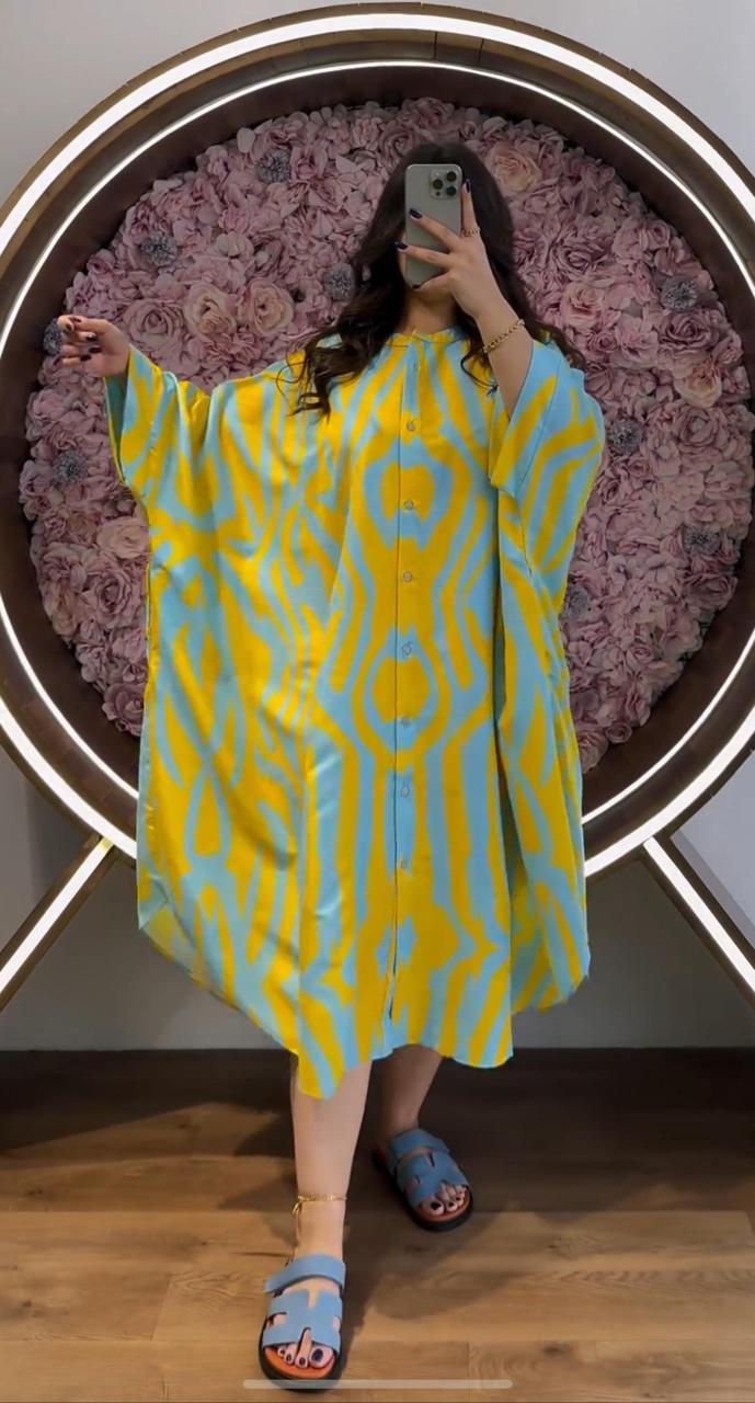 Silk Printed Button Style Kaftaan CH 422